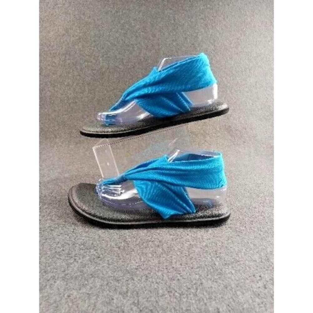 Sanuk Size 9 Blue Slingback Fabric Women Sandal Shoes